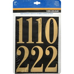 Hillman 3 in. Reflective Gold Mylar Self-Adhesive Number Set 0-9 26 pc