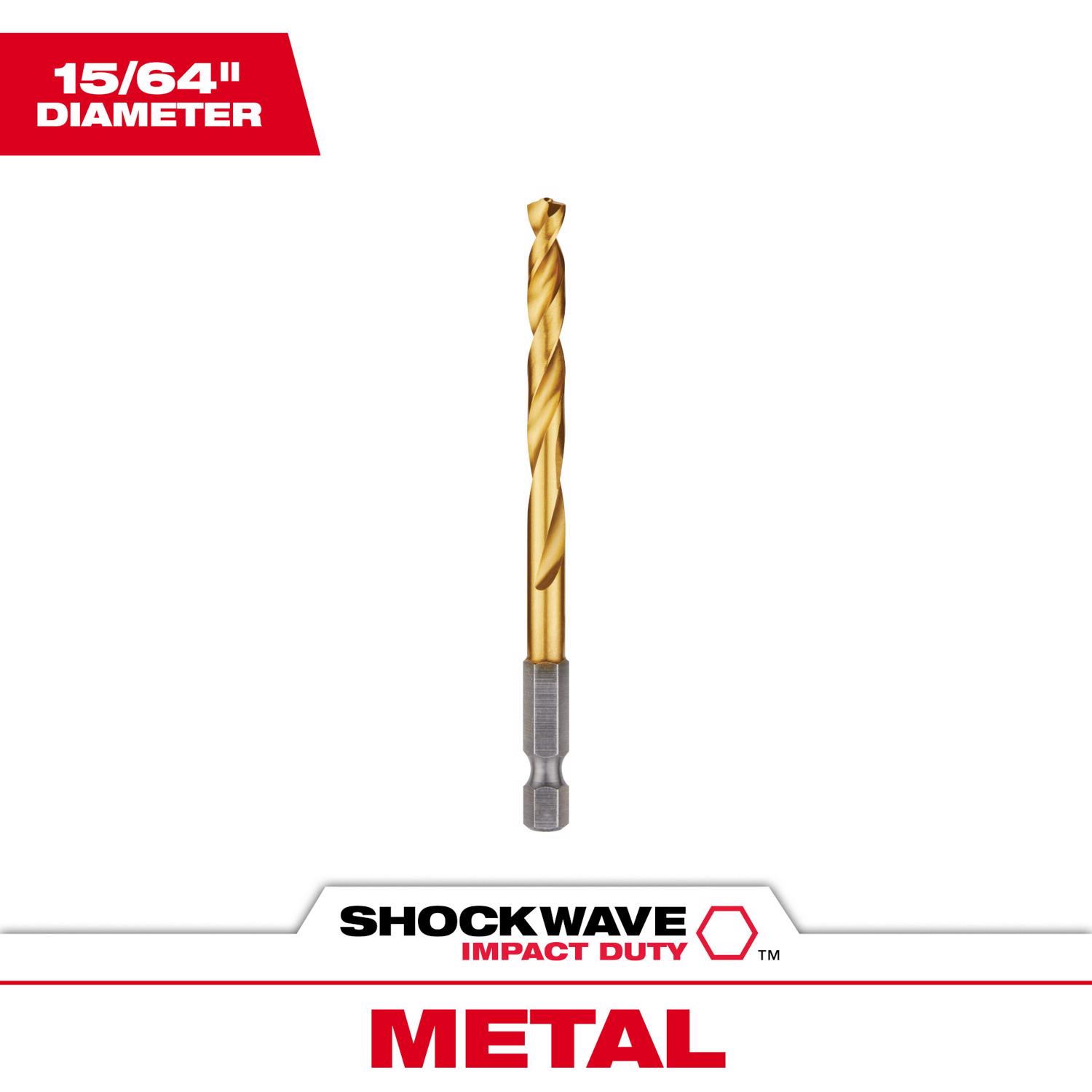 Milwaukee Shockwave 15/64 in. X 4-1/8 in. L Titanium Red Helix Drill Bit Hex Shank 1 pc