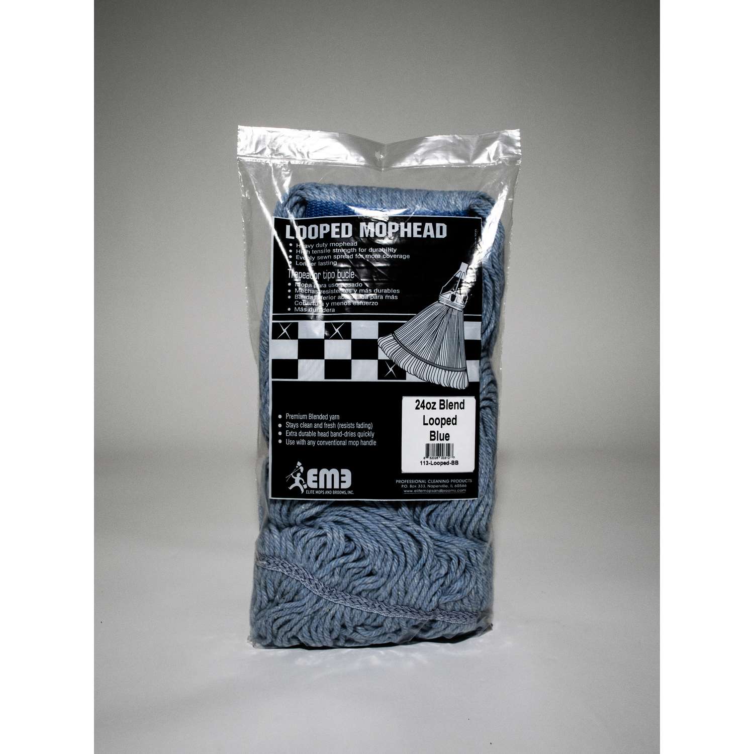 Elite Mops and Brooms 24 oz Looped Cotton/Synthetic Blend Mop Refill 1