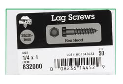 Hillman 1/4 in. X 1 in. L Hex Stainless Steel Lag Screw 50 pk