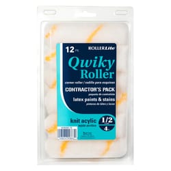 RollerLite Qwiky Roller Acrylic Knit 4 in. W X 1/2 in. Mini Paint Roller Cover Refill 12 pk