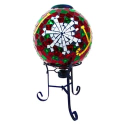 Alpine Solar Snowflake Mosaic Gazing Globe 17 in. Yard Decor