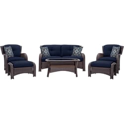 Hanover Corolla 6 pc Brown Steel Traditional Deep Seating Set Navy