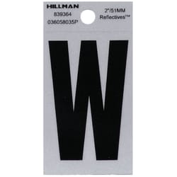 HILLMAN 2 in. Reflective Black Vinyl  Self-Adhesive Letter W 1 pc