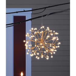 Celebrations Platinum LED Warm White 16 in. Shimmer Sphere Hanging Decor