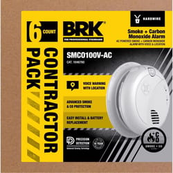 BRK Hard-Wired w/Battery Back-Up Photoelectric Smoke and Carbon Monoxide Detector w/Voice 6 pk