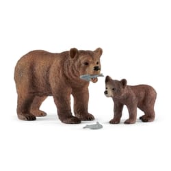 Schleich Wild Life Grizzly Bear Mother w/Cub Toy Brown