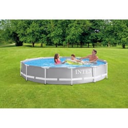 Intex Prism Frame 1718 gal Round Metal Above Ground Pool 30 in. H X 144 in. W X 144 in. L X 12 ft. D