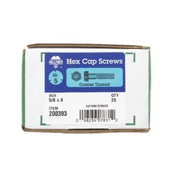 HILLMAN 5/8 in. D X 8 in. L Heat Treated Zinc Steel Hex Head Cap Screw 25 pk