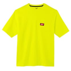 Milwaukee XL Short Sleeve Men's Round Neck Yellow Heavy Duty Pocket Tee Shirt