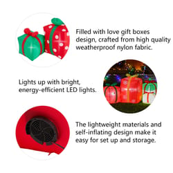 Glitzhome LED Gift Boxes Decor 35.5 in. Inflatable