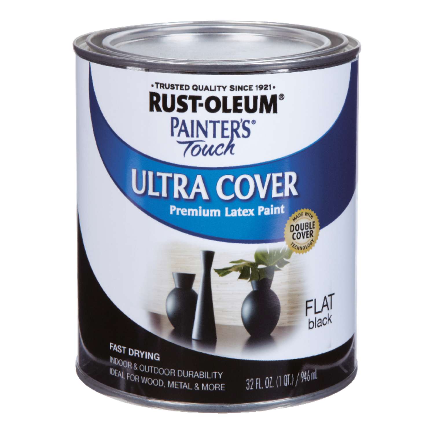 RustOleum Painters Touch Ultra Cover Flat Black Paint Indoor and Outdoor 250 g/L 1 qt. Ace