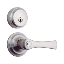 Brinks Push Pull Rotate Harper Satin Nickel Entry Lever and Deadbolt Set KW1 1.75 in.