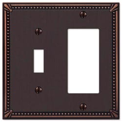 Amerelle Imperial Bead Aged Bronze 2 gang Die-Cast Metal Toggle Wall Plate 1 pk