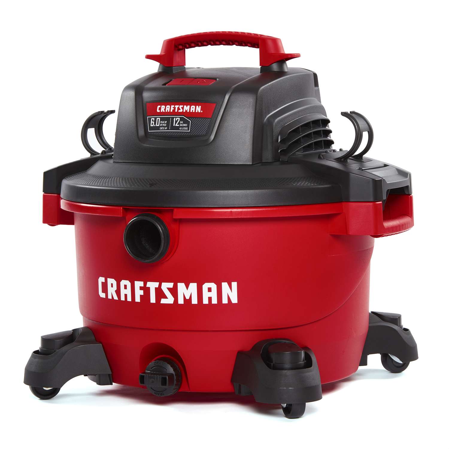 Craftsman 12 gal. Corded Wet/Dry Vacuum 10.5 amps 120 volt 6 hp Red 26 lb.