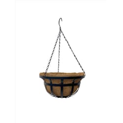 Living Accents 14 in. W Coco Fiber Hanging Basket Black