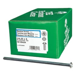 HILLMAN No. 1/4-20 in. X 6 in. L Combination Round Head Zinc-Plated Steel Machine Screws 100 pk