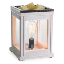 Candle Warmers 8.8 in. H X 5.8 in. W X 5.8 in. L White Glass/Wood Weathered Illumination Fragrance W