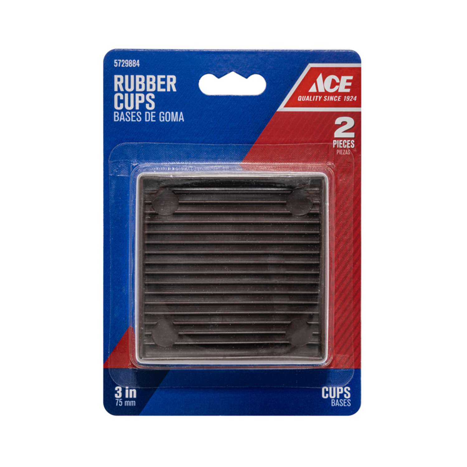 Ace Rubber Caster Cup Brown Square 3 in. W X 3 in. L 2 pk Ace Hardware