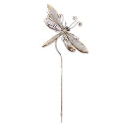 Zingz & Thingz Silver Iron 39.25 in. H Dragonfly Outdoor Garden Stake