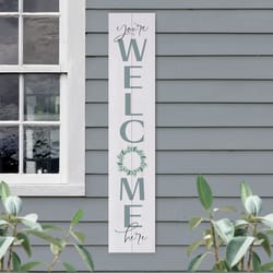 P Graham Dunn Multicolored Wood 36 in. H X 7 in. L X 0.75 in. W You're Welcome Here Porch Sign