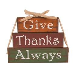 Glitzhome 9.45 in. Give Thanks Block Set Halloween Decor