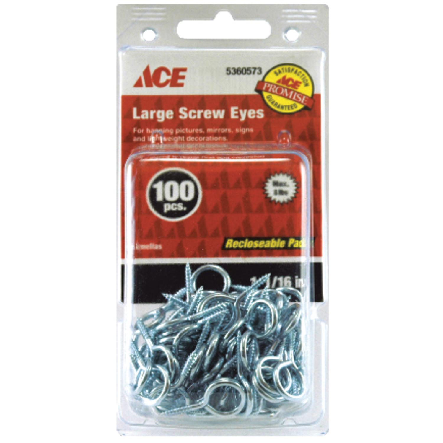 Ace 5/64 in. D X 1-1/16 in. L Zinc-Plated Steel Screw Eye 8 lb. cap. 100 pk - 01-3468-523 - Hardware Fasteners  sku 01-3468-523