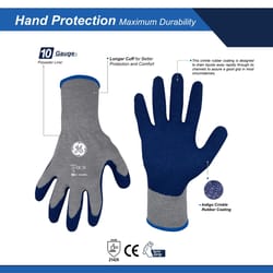 General Electric Unisex Crinkle Dipped Gloves Blue/Gray M 1 pair