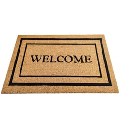 First Concept 18 in. W X 30 in. L Black/Brown Welcome Coir Door Mat