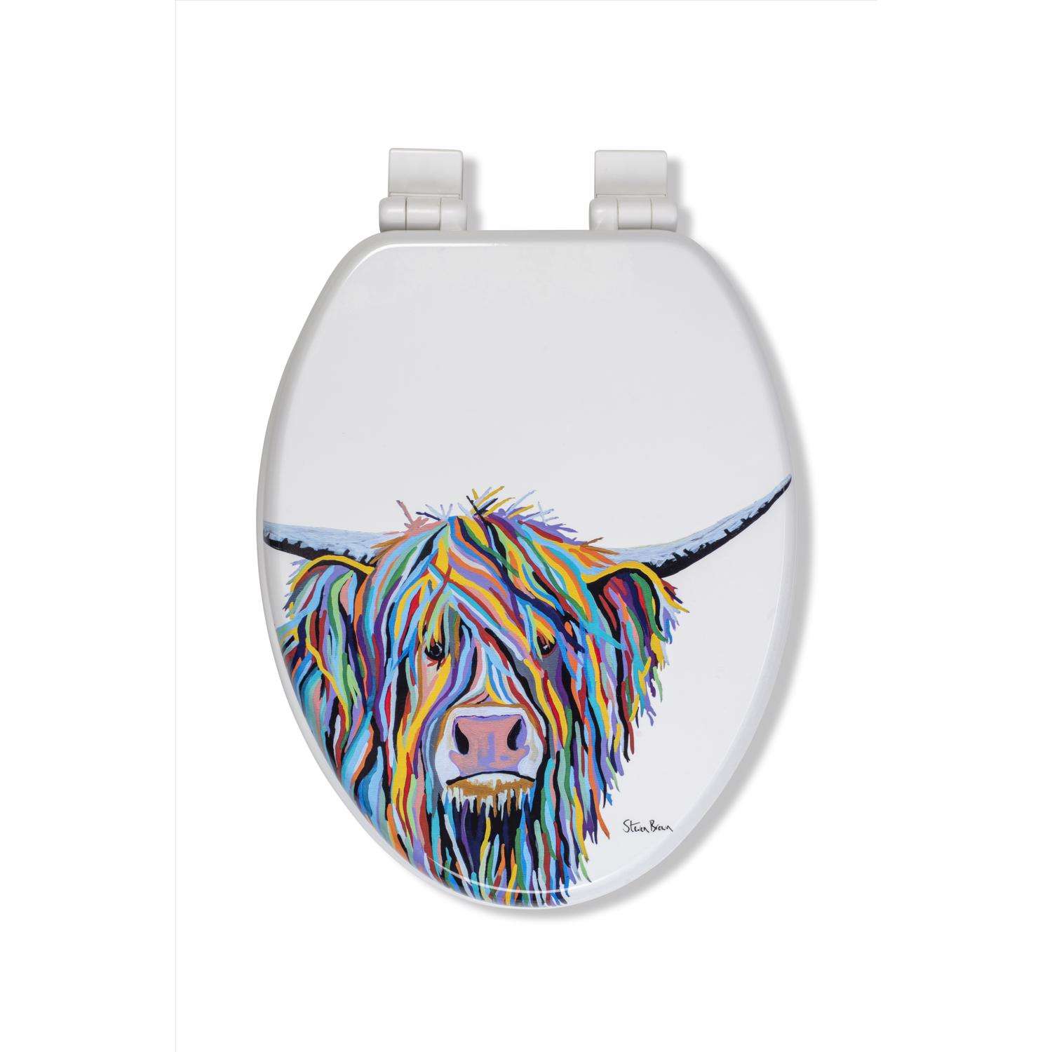 Croydex Angus McCoo Slow Close Elongated White Molded Wood Toilet Seat