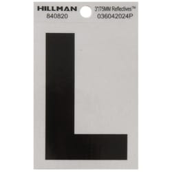 Hillman 3 in. Reflective Black Vinyl Self-Adhesive Letter L 1 pc