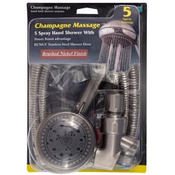 Whedon Champagne Massage Brushed Nickel Plastic 5 settings Handheld Showerhead 2 gpm