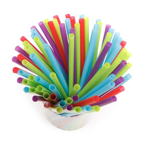 KOLORAE Striped Reusable Plastic Straws - 24 Count