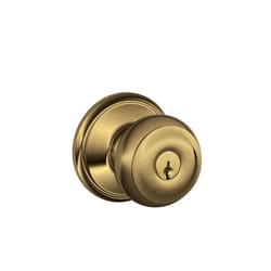 Schlage Georgian Antique Brass Entry Door Knob 1-3/4 in.