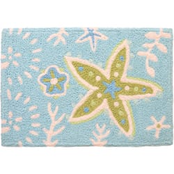 Jellybean 30 in. W X 20 in. L Multicolored Marine Green Starfish Polyester Accent Rug