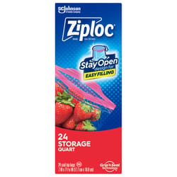 Ziploc Easy Open Tabs 1 qt Clear Food Storage Bag 24 pk