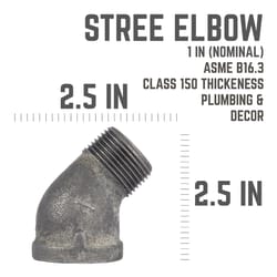 STZ Industries 1 in. MIP X 1 in. D FIP Black Malleable Iron 2.5 in. L 45 degree Street Elbow