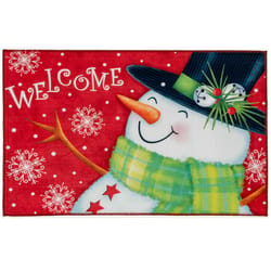 Olivia's Home 22 in. W X 32 in. L Multi-Color Welcoming Snowman Polyester Accent Rug