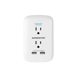 Monster Just Power It Up 0 ft. L 2 outlets Wall Tap Surge Protector White 1200 J