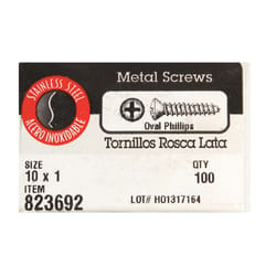 HILLMAN No. 10 X 1 in. L Phillips Oval Head Sheet Metal Screws 100 pk