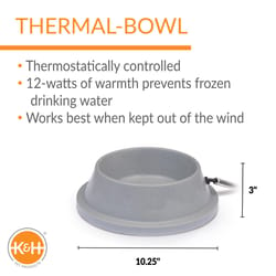 K&H Pet Prodcuts Gray Plastic 32 oz Heated Pet Bowl For Cats/Dogs