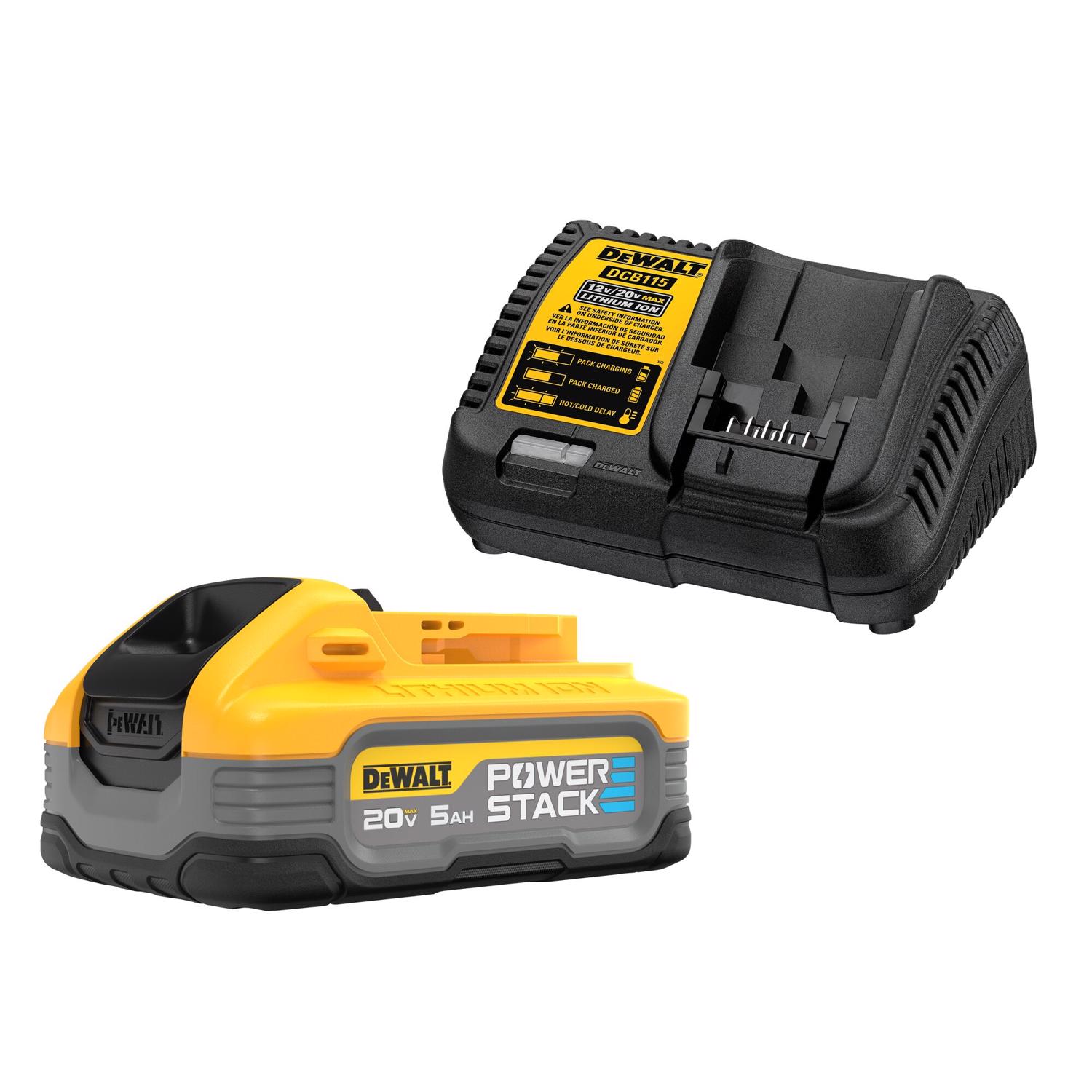 Photos - Power Tool Battery DeWALT 20V MAX POWERSTACK DCBP520C 5 Ah Lithium-Ion Battery and Charger St 