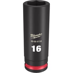 Milwaukee SHOCKWAVE 16 mm X 3/8 in. drive Metric 6 Point Deep Impact Socket 1 pc