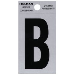 Hillman 2 in. Reflective Black Vinyl  Self-Adhesive Letter B 1 pc