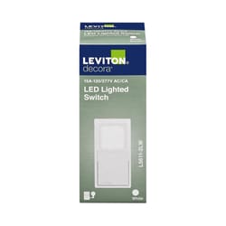 Leviton Decora 15 amps Single Pole Rocker Illuminated Switch White 1 pk