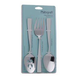 Pfaltzgraff Silver Stainless Steel serving set Fork and Spoon 3 pc