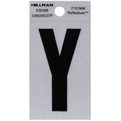 HILLMAN 2 in. Reflective Black Vinyl  Self-Adhesive Letter Y 1 pc