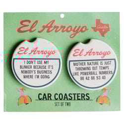 El Arroyo Mother Nature Car Coaster Ceramic 2 pk