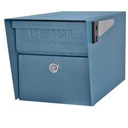 Mail Boss Mail Manager Galvanized Steel Post Mount Blue Locking Mailbox