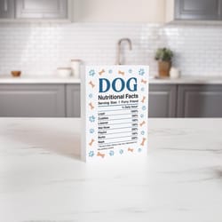 P Graham Dunn 7. in. H X 6 in. L White Wood Dog Nutritional Facts Word Block